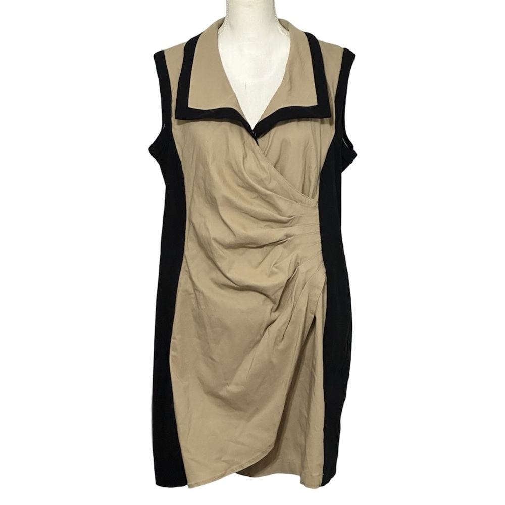 Joseph Ribkoff Beige/Black Tailored Colorblock Dress